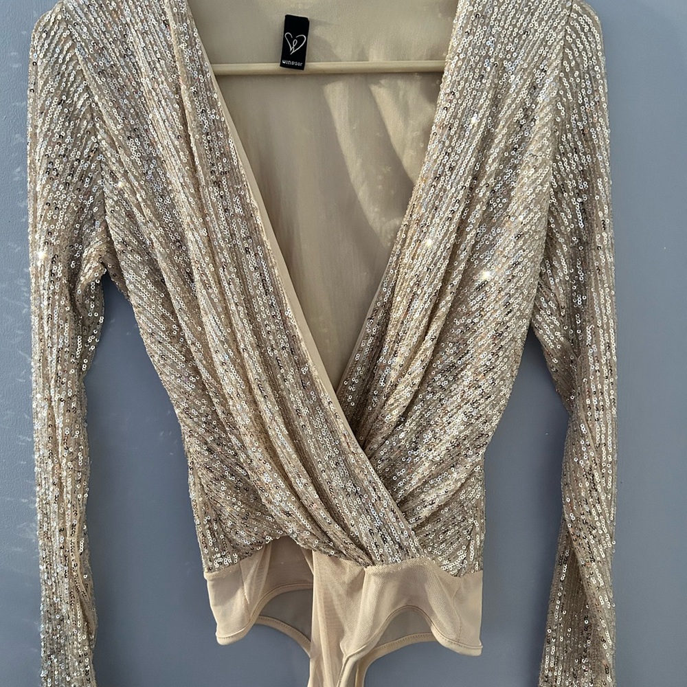Windsor Shimmering Gold Sequin Bodysuit